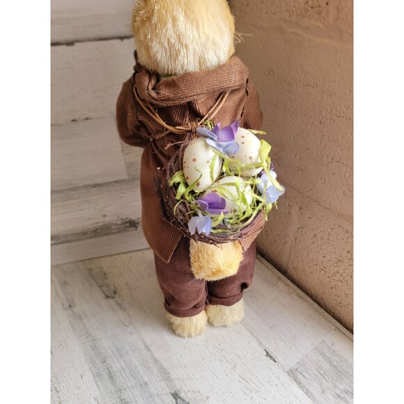 Pier 1 sisal brush Easter Bunny rabbit 22" bottle spring boy flower basket cane - Picture 9 of 9
